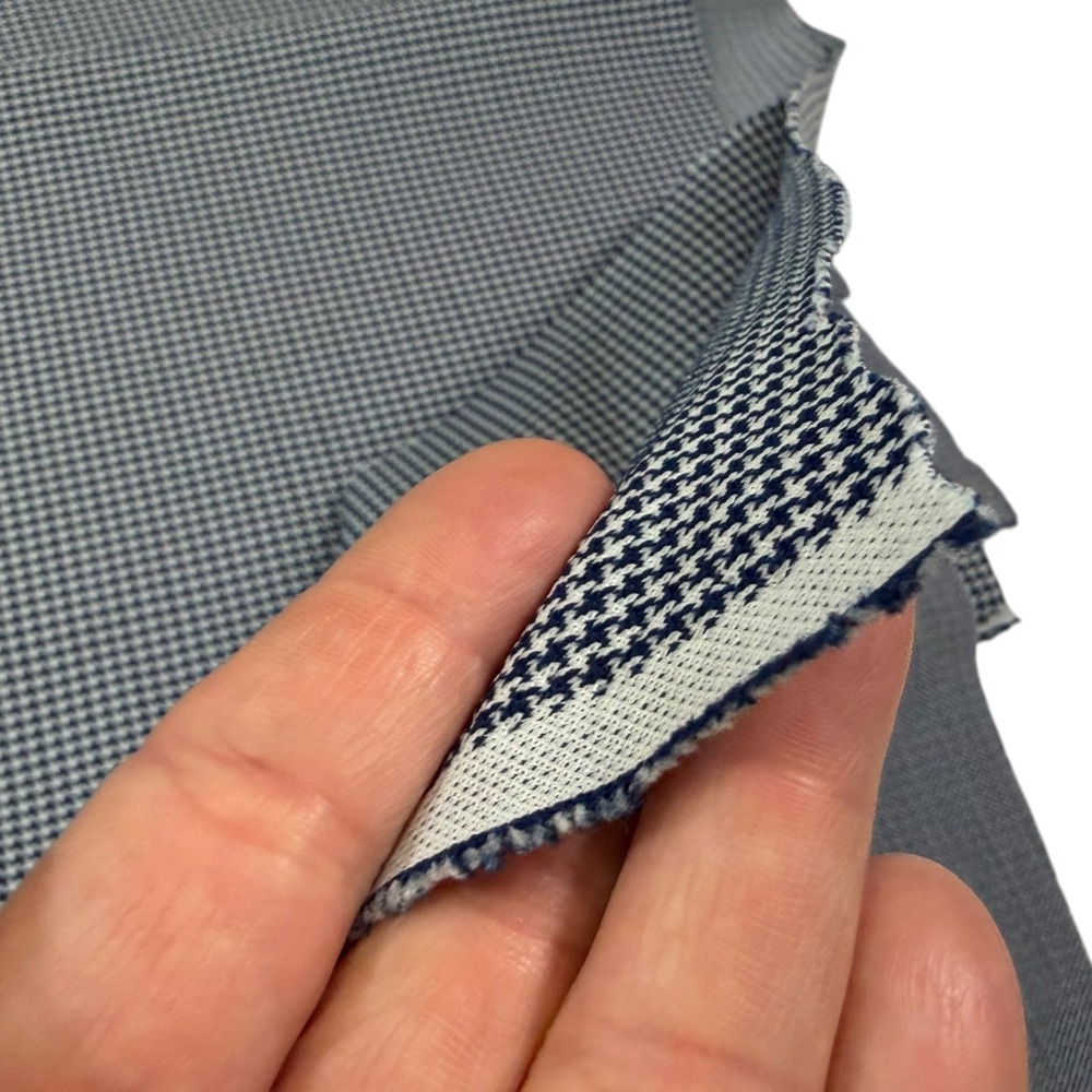 Navy Blue White Houndstooth Check Fabric 2 Pieces Sewing Crafting Dark Academia - Picture 8 of 10